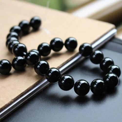 15.5" 4~12MM Natural Black Agat e Stone Beads Round Semi-precious Black Beads for Earring Braclet Necklace jewelry making