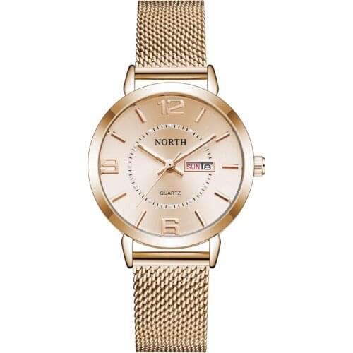 Luxury Brand Women New Watches NORTH Fashion Casual Simple Stainless Steel Quartz Watch Lady Exquisite Watches Relogio Feminino