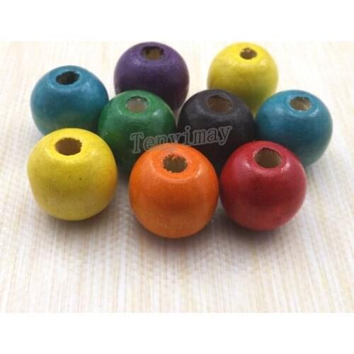 Mixed Color 16mm Wooden Beads For DIY Fashion Wood Findings 200pcs Wholesale