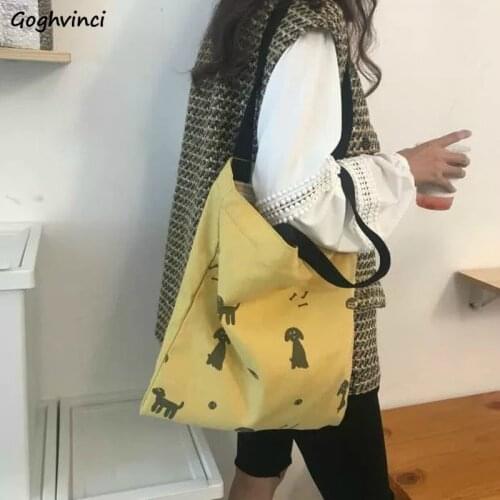 Shopping Bags Women Cartoon Printed Sweet Ins Student Korean Style Fashion Canvas Bag Reusable Recycle Eco Big Capacity Harajuku