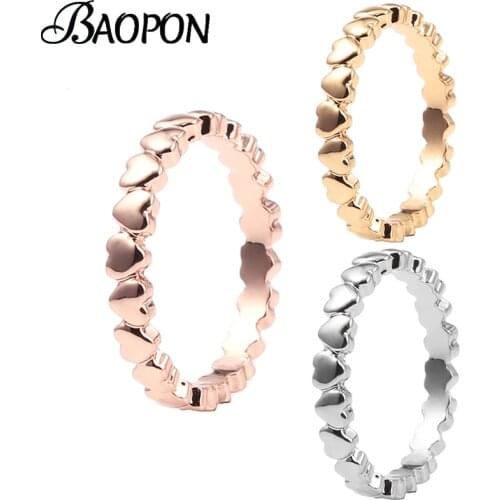 BAOPON Silver Color Classic Brand Ring Ladies Personality Design Silver Plated Heart-shaped Simple Ring Jewelry Dropshipping