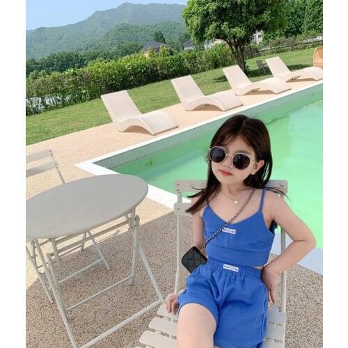 2021 Baby Girl Fashion Clothing Set Cute Sling top + shorts Clothes Sets Children Party Birthday Wear 30