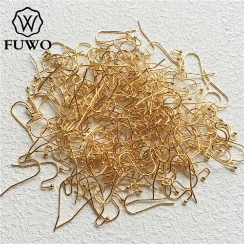 FUWO High Quality Brass Ball Head Earring Hooks With Gold Filled Anti Fading DIY Jewelry Making Accessories 100pcs/lot B010