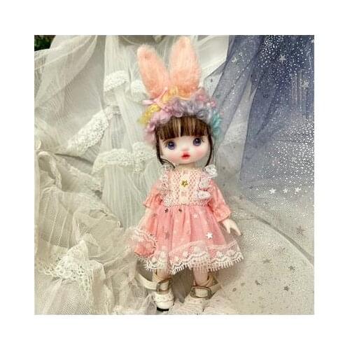 16cm Glass Eyes Blyth Doll Joint Body Fashion Girl Dolls Bjd Doll Full Set Jointed Doll Children Toys for Girl Birthday Gift