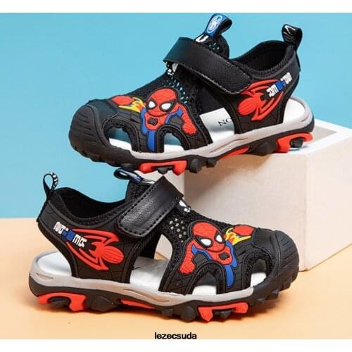 Disney 2021 Summer Baby Boy Non-slip Beach Shoes Girl Open Childrens Sandal Spiderman Boy Shoes Student Soft Toddler Kid Sandal