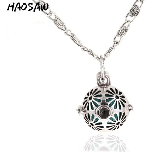 26mm Fashion Necklace Flower Hollow Cage Magic Box Bell Music Sound Colorful Round Bead For Women Necklace Jewelry Making