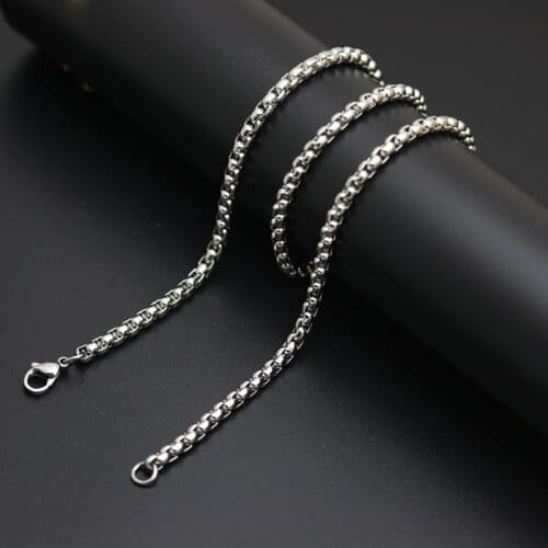 Fashion Pendant Necklace Silver Chain 3mm Stainless Steel box Necklace Chain For women men locket pendant