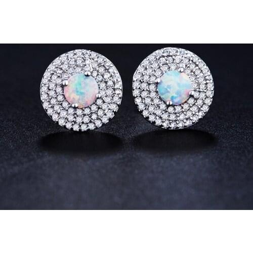 Fashion 1 Pair Elegant Round Stud Earrings for Women Fashion Accessories Wedding Jewelry