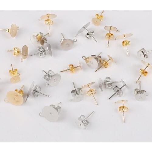 100sets Gold Rhodium Iron Earrings set findings back Stopper stud Butterfly Components brincos Jewelry making beads spacer Parts