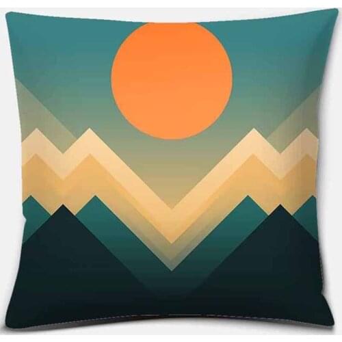 Abstract Color Landscape Painting Geometric Square Peach Skin Pillowcase Sofa Bed Cushion Cover Home Decor 45cm X 45cm