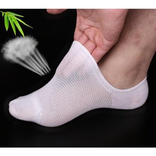 5 Pairs Summer Thin Deodorant Mens Boat Socks Bamboo Fiber Mesh Invisible Socks Silicone Non-slip Breathable Men Socks