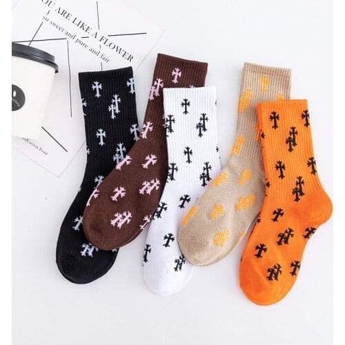 New Korea Harajuku Socks Female Embroidery Cross Cute Candy Fashion Simple Korean Love Pattern Cotton Socks Spring And Summer