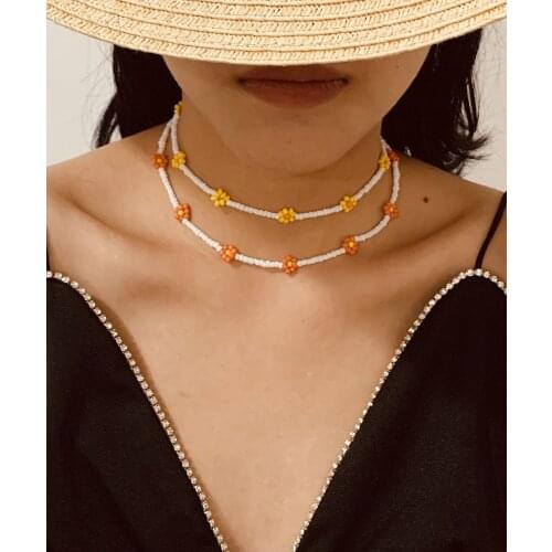 Daisy Necklaces Beads Necklace for Women Choker Bohemian Jewelry Bijoux Femme Chains Matching Accessories Wholesale