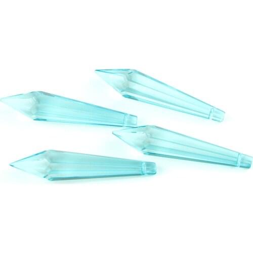 38MM/63MM/76MM Lt.Aquamarine K9 Crystal Chandelier Pendants Prisms Cut&Faceted Glass U-Icicle Drops For Cake Topper Decoration
