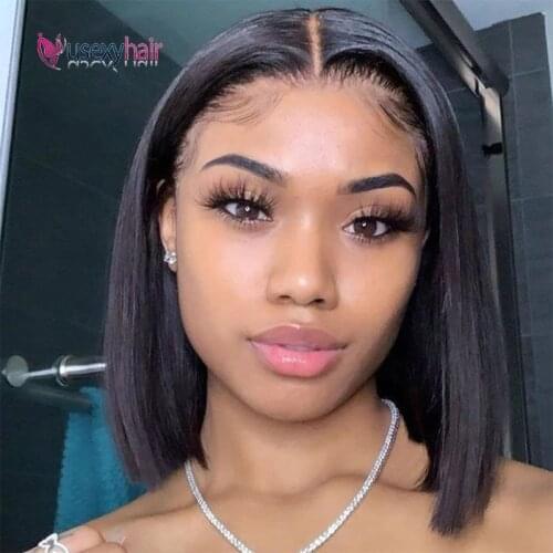 Straight Short Bob Human Hair Wigs 4X4 Lace Front Human Hair Wigs For Black Women Remy Brazilian 150 Density Lace Frontal Wig