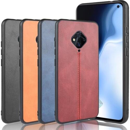 For Vivo S5 Case 6.44 inch Lightweight Calfskin PU Leather lines Soft Edge Phone Case for Vivo S5 V1932A V1932T Back Cover