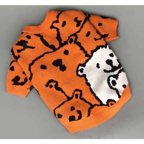 Christmas Sweater for Dog Cute Bear Printing Warm Outwear for Winter Designer Dog Clothes