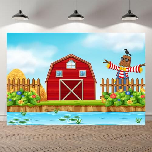 Seekpro Farm Theme Photography Background Red Barn Barnyard Animals Backdrops children Birthday Party Photocall Photo Studio