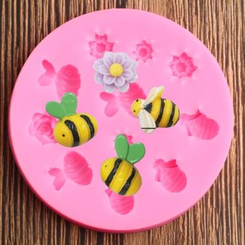 Bee Flower Silicone Mold Party DIY Fondant Cake Decorating Tools Chocolate Candy Sugarcraft Mould Polymer Clay Moulds