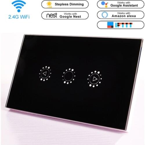 Led Dimmer 220v Smart Wifi Switch Touch Control Stepless Dimmer with Bulb Compatible with Alexa Google Assistant