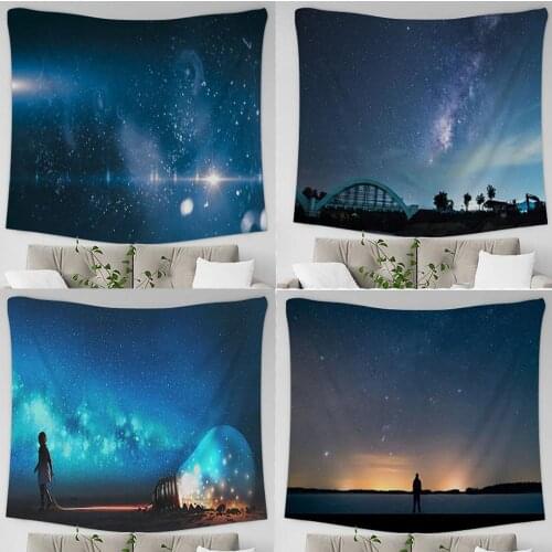 Quiet Space Starry Sky Night Flicker Constellation Moon Nebula Hanging Trippy Tapestry Wall Decor Bed Living Room Dorm