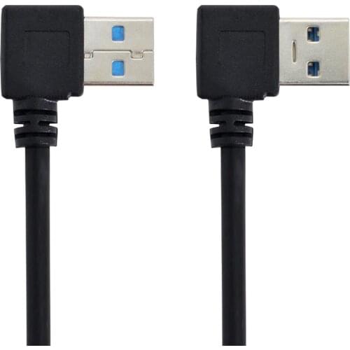 20cm 50cm USB 3.0 Type A Male 90 Degree Left Angled to USB 3.0 A Type Right Angled Extension Cable