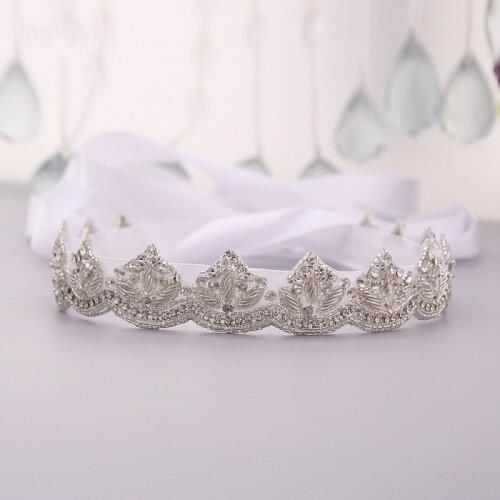 Unique Handmade Sash Ribbon White Beige Bridal Belt Beaded Waistband Applique For Evening Prom Dresses Wedding decoration B77