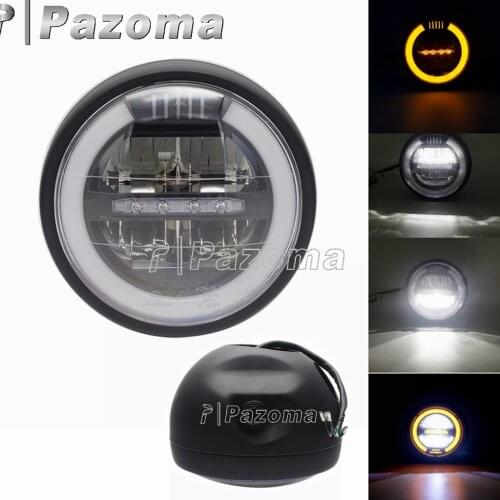 12V-24V Universal Motorcycle 7inch Cafe Racer Headlamp Headlight for Harley Chopper Bobber Custom Front Running Lamp Headlight