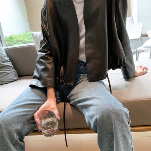 2021 Real Leather Jacket Short Loose Real Sheepskin Coat Casaul Streetwear Coats and Jackets Womens Clothing Jaqueta WPY3830