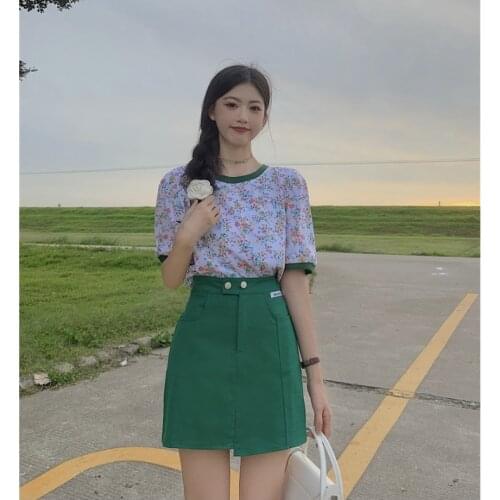 Short Skirt Female Temperament Irregular Summer New Skirt Korean Version of The High Waist Was Thin Casual A-line Skirt