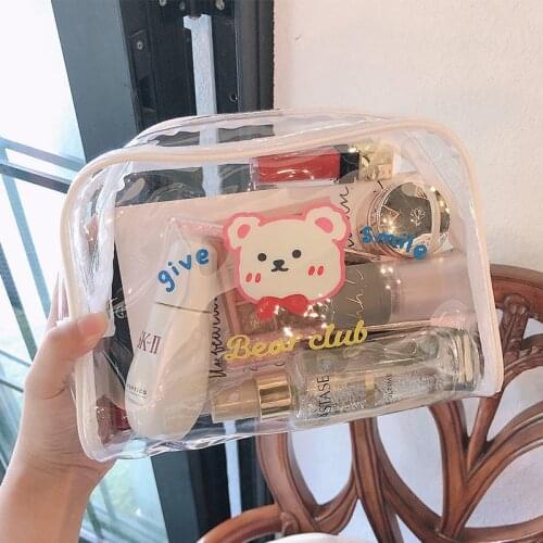 Women Cosmetic Bag Organza Transparent Kawaii Makeup Clear Zipper Cute Travel Handbag Girl Ins Fashion Large-capacity Pencil Box