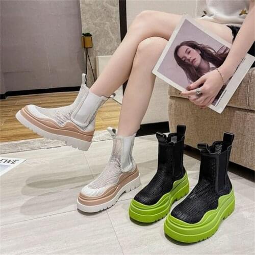 Mesh Breathable Summer Womens Sandals 2021 New Thin Section Hollow Martin Boots British Style Thick-soled Sandals Womens Boots