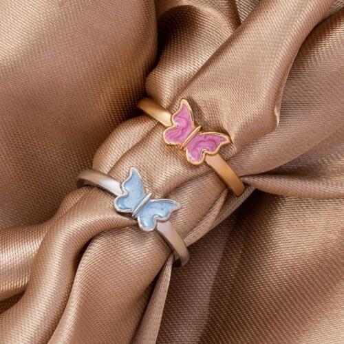 KINFOLK Women Rings Crystal Open Butterfly Rings Simple Banquet Wedding Rings Designed For Women Birthday Gift For Girlfriend