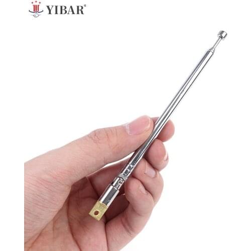 1Pc 37cm 5 Section Telescopic Stainless Steel AM FM Radio Universal Antenna