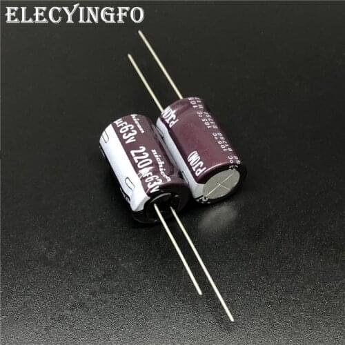 10pcs/100pcs 220uF 63V220uf NICHICON PJ Series 13x20mm 63V220uF Low Impedance Long Life Aluminum Electrolytic capacitor