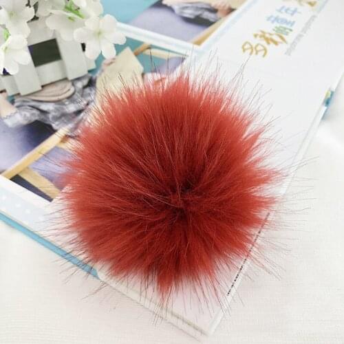 12cm Colorful Artificial Wool Ball With Elastic Hoop Faux Hair Pompoms For Winter Knitting Hat Cap DIY Handmade Supply 19 Colors