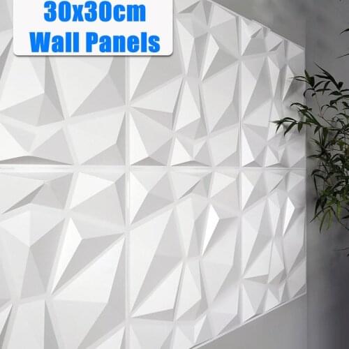 30x30cm 3D Wall Ceiling Sticker Background Living Room Art Deco Exterior Wall Carved Embossed Wallpaper Waterproof White