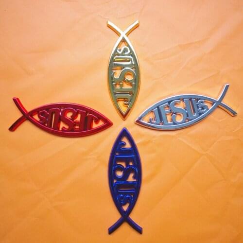 4 Colors 3D ABS Jesus Car-styling Style Fish Symbol Anime Stickers For Christian Universal Emblem Badge Decal Truck Decorative