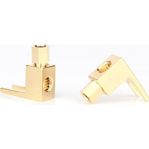 4 pcs hi-end 24K Gold Plated Repair Parts right angle speaker cable spade plug hifi audio speaker cable connector plug