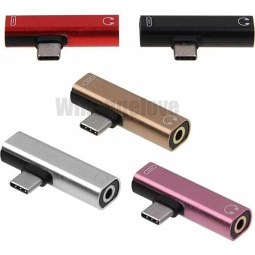 500pcs 2 in 1 Type C to 3.5mm Charger Headphone AUX Audio Jack Cable Adapter For samsung