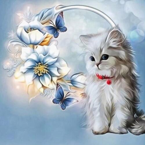5D DIY diamond painting customizable Flower cat Full square/round Embroidery Pattern 3D Cross stitch kits mosaic wall stickers