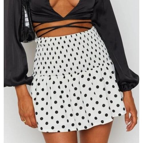 AIUJXK Summer High Waist Dot Print Skirt Women 2021 Korean Fashion Loose Elasticity Mini Skirts Ladies Casual Pleated Jupes