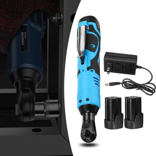 Cordless Electric Wrench 18V 60N.m 3/8 Inch 2 Battery Power 90 Degree Right Angle Wrench Ratchet Tool Battery Charger Kit