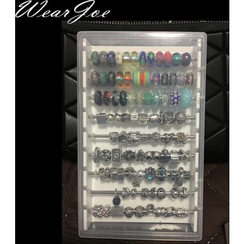 Acrylic Charm Beads and Findings Display Tray Box for Troll Bracelet Necklace Pearl Vintage Jewelry Bead Storage Organizer Case