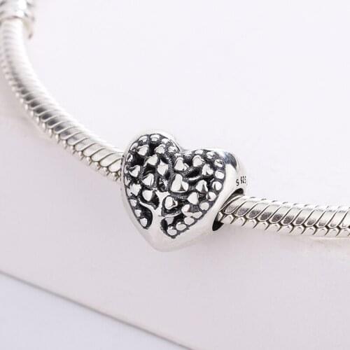 925 Sterling Silver Bangle Original Family Tree Heart Charm Pendant Bracelet DIY Jewelry Making Fashion For Pandora
