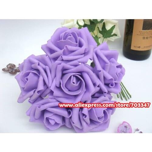 Fast Shipping!! (432pcs=72 bouquets)( 7-7.5cm ) EVA Foam Rose Bouquet in Purple For Bridal Floral arrangements