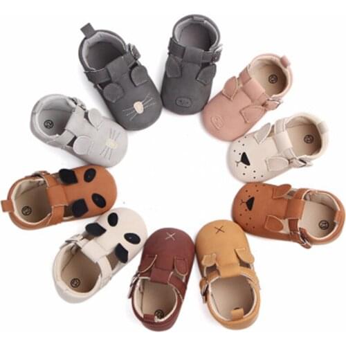 Spring and summer new cartoon animal cute baby non-slip toddler shoes Velcro soft sole baby shoes
