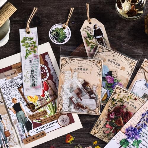 Dimi 20Sheets Retro Botanical Garden Series Vintage PET Sticker Butterfly Flower Scrapbooking Accessories Deco Journaling