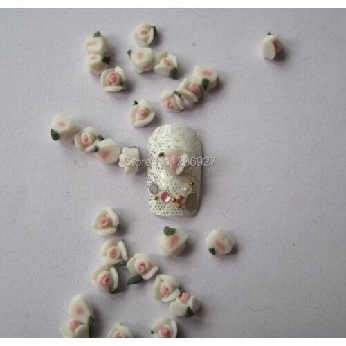 CF3-1 30pcs Cute Ceramic White Flower Shape Nail Art Decoration Outlooking