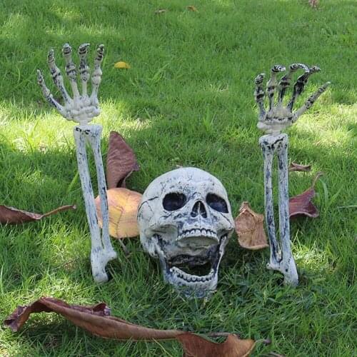 Halloween Outdoor Scary Skeleton Stakes Halloween Face Hand Lawn Stakes Garden Yard Decor Horror Halloween Party Prop